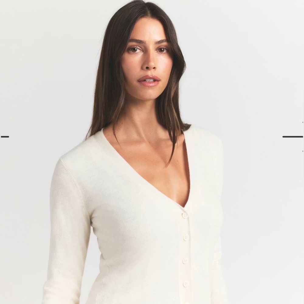 NWT Skims 100% Cashmere Cardigan Size M– Luxe Soft Essential. Color -Egret - Picture 2 of 6